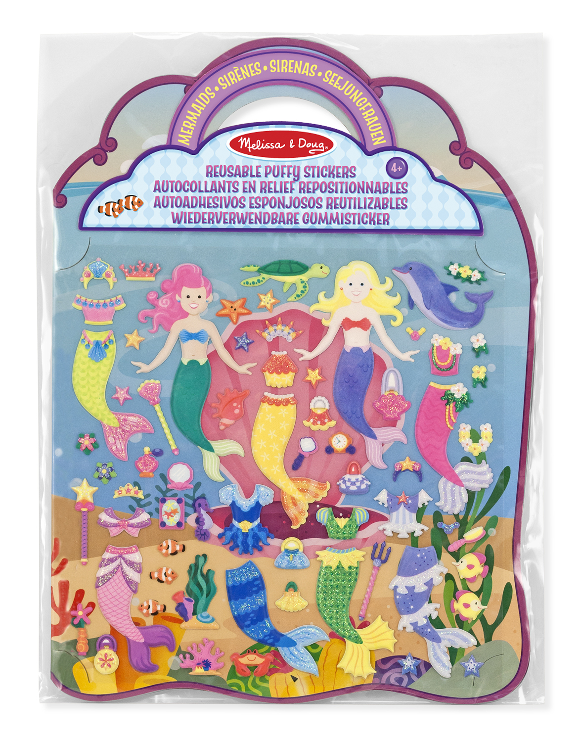 Wiederverwendbare Puffy Sticker Meerjungfrauen