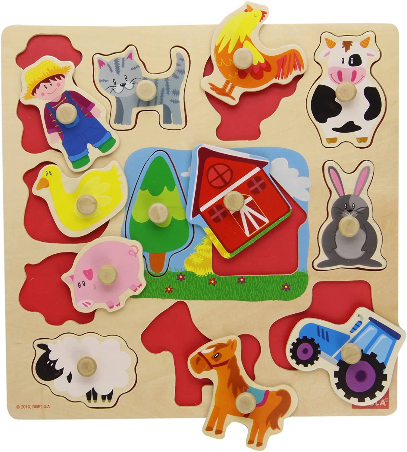 Knopfpuzzle Silhouetten Bauernhof, 12-teilig