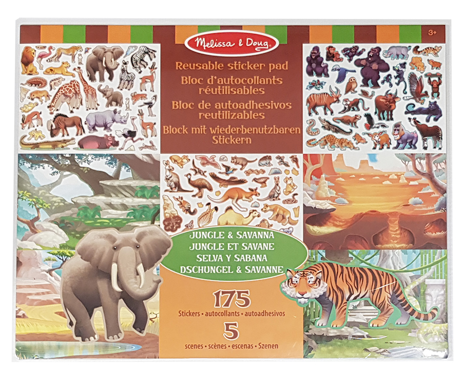 Wiederverwendbarer Stickerblock Dschungel & Savanne